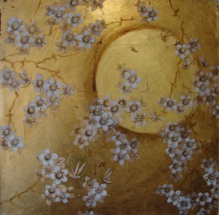 through the cherry blossom
