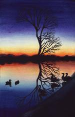 Isis Sunset, Trees, Geese, Ducks