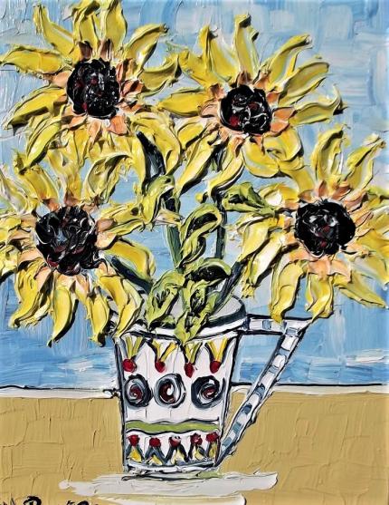 DECO JUG WITH SUNFLOWER,S