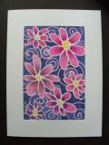Silk painted flower card