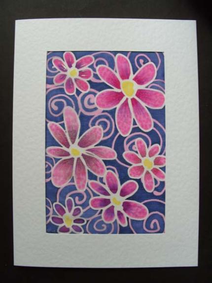 Silk painted flower card