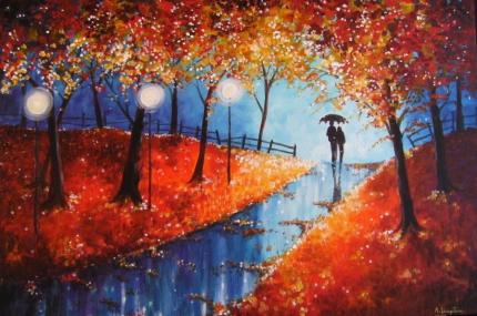 Autumn Evening Rain fine art Giclee print