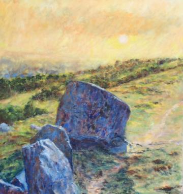 Calf rock at sunrise, Ilkley Moor    (2015)