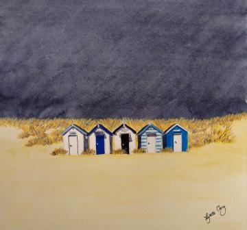 Beach Huts and Stormy Skies