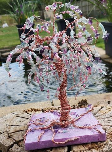  amethyst and chrysocolla copper wire tree