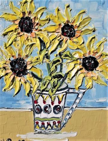 DECO JUG WITH SUNFLOWER,S