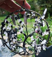ring tree, snowflake obsidian, clear quartz, crystal points