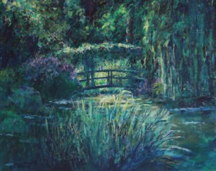 Wisteria bridge at Monet's pond. Before sunset     (2019)