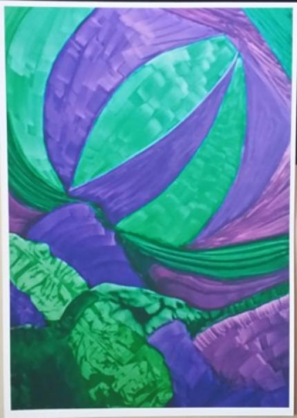 GREEN AND PURPLE PAINTING A4 UNFRAMED PRINT OF MY ORIGINAL PAINTIN
