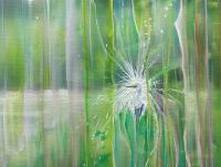 Emanation is a semi-abstract contemporary landscape with white egret o